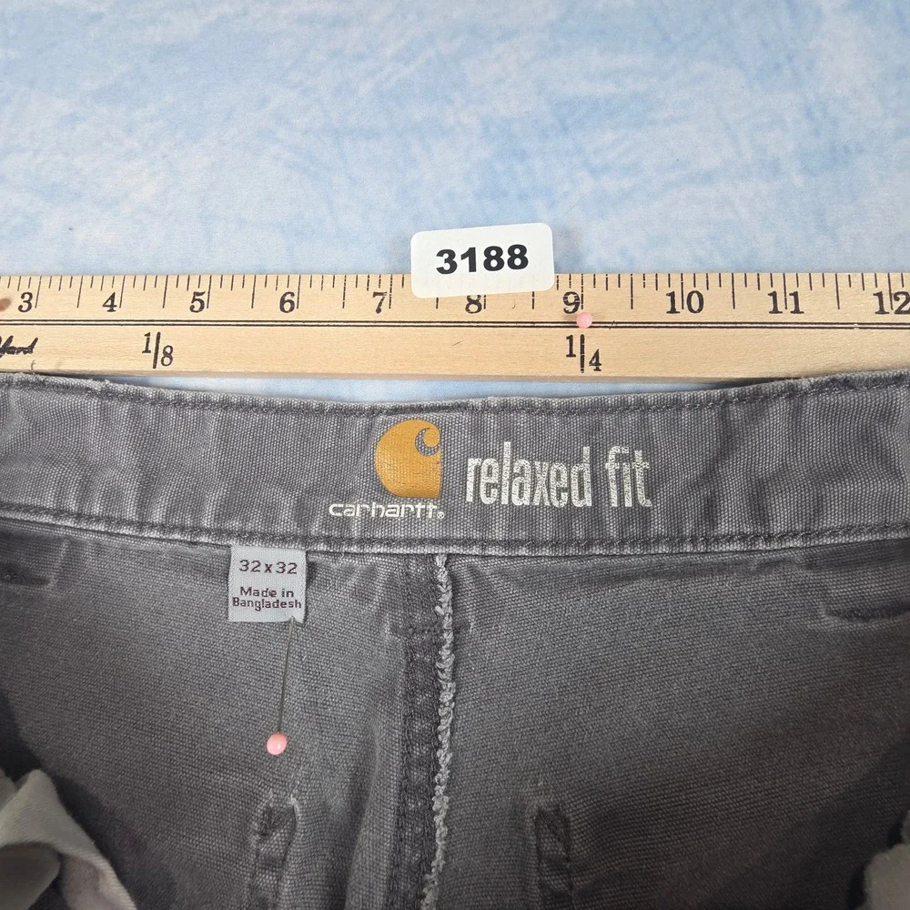 Carhartt Mens Relaxed Fit Canvas Work Pants Gray 32x32 Utility Carpenter Trouser